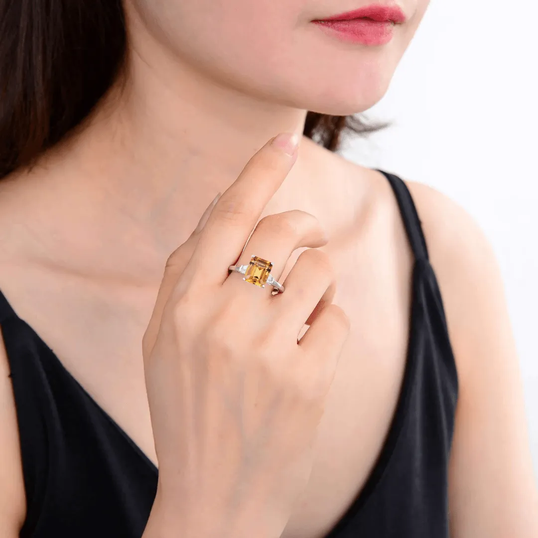 Octagon Citrine Statement Ring