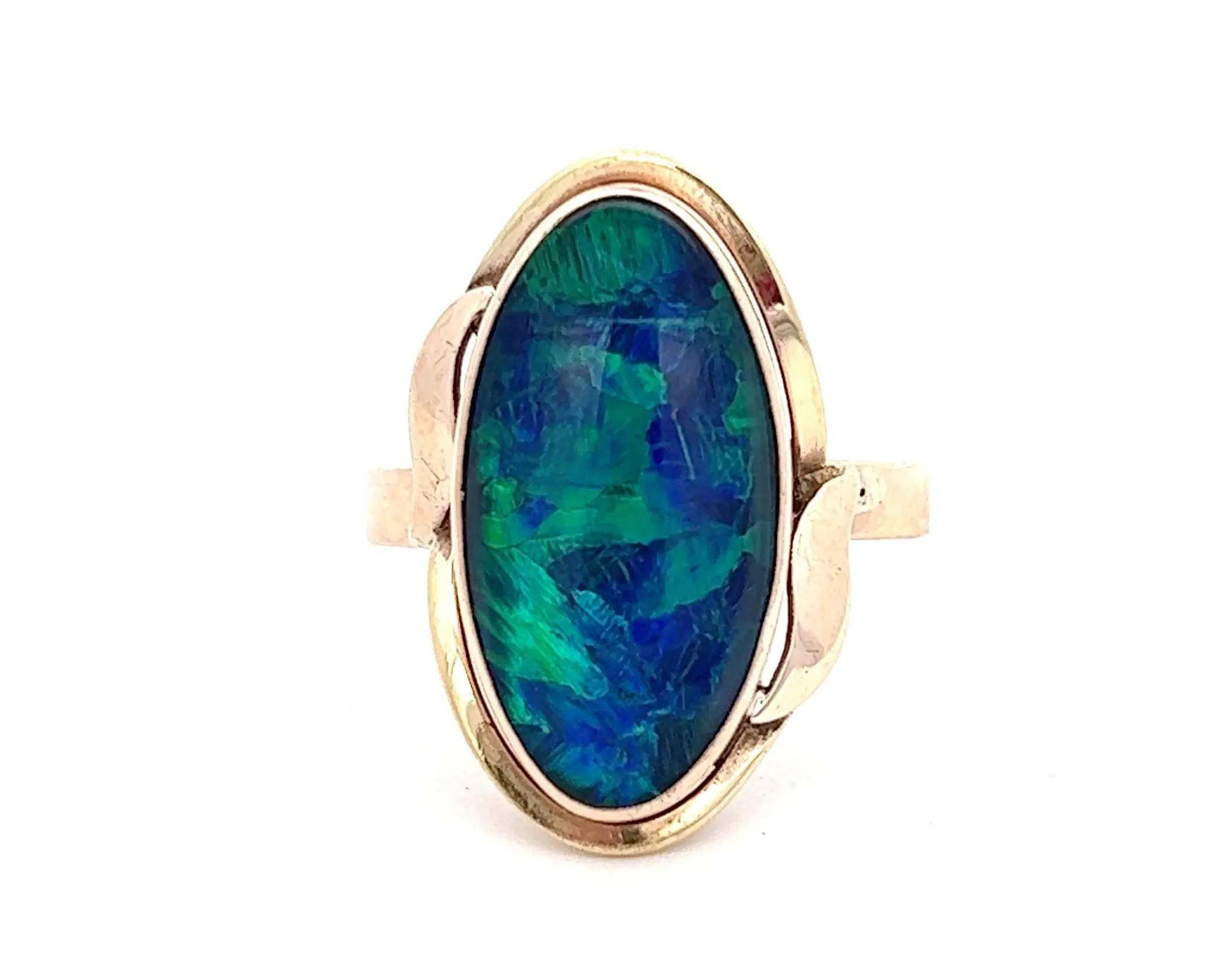 Opal Triplet Yellow Gold Cocktail Ring