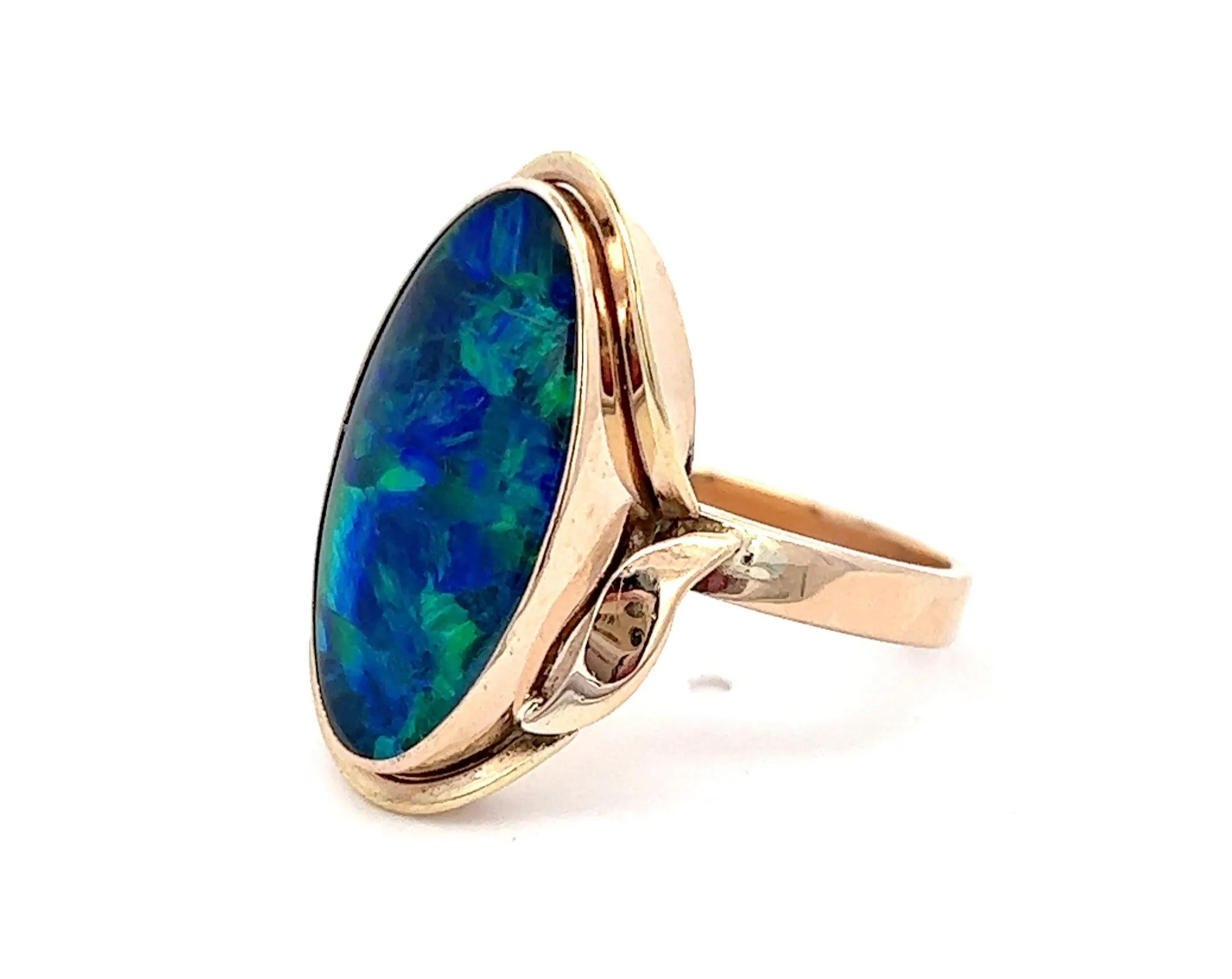 Opal Triplet Yellow Gold Cocktail Ring