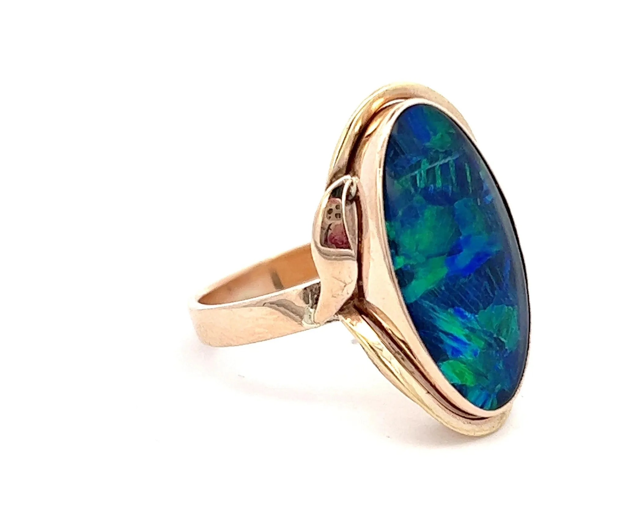 Opal Triplet Yellow Gold Cocktail Ring