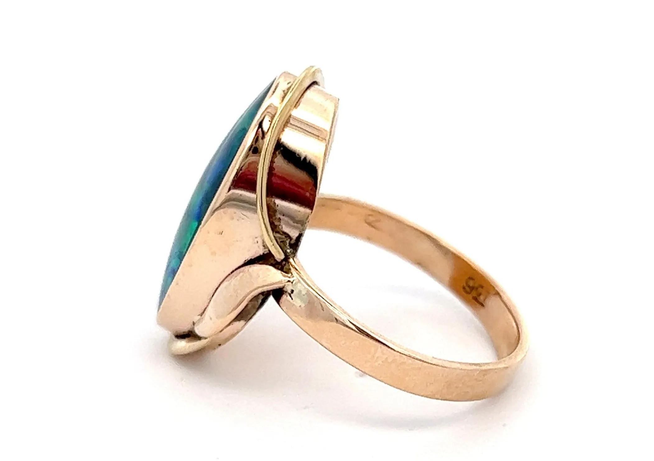 Opal Triplet Yellow Gold Cocktail Ring