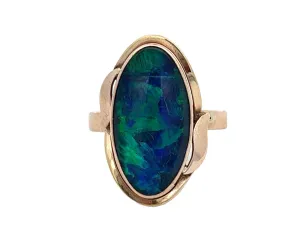 Opal Triplet Yellow Gold Cocktail Ring