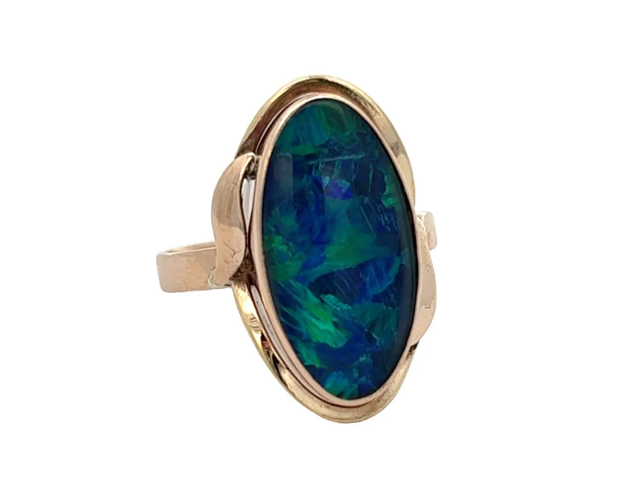 Opal Triplet Yellow Gold Cocktail Ring