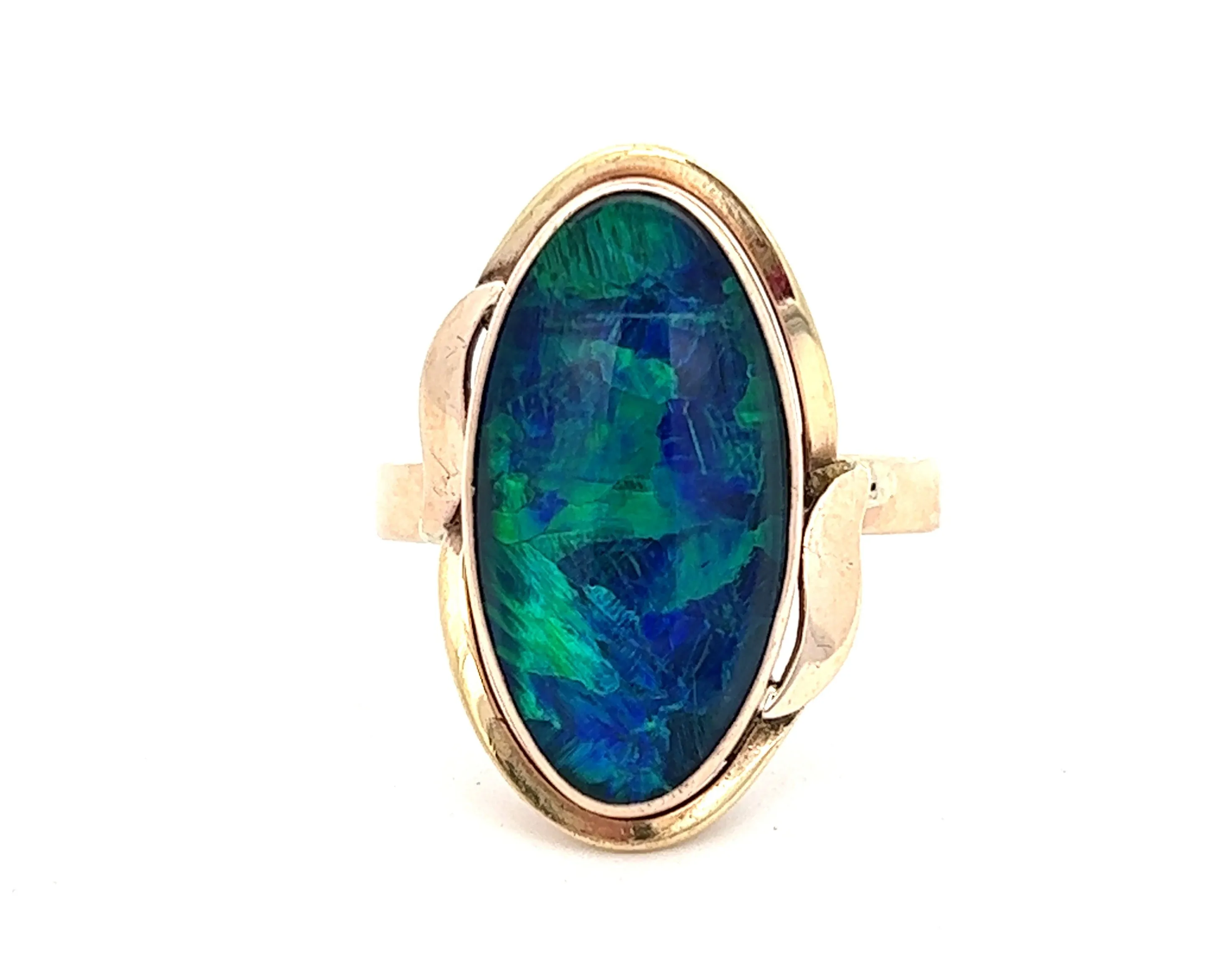 Opal Triplet Yellow Gold Cocktail Ring