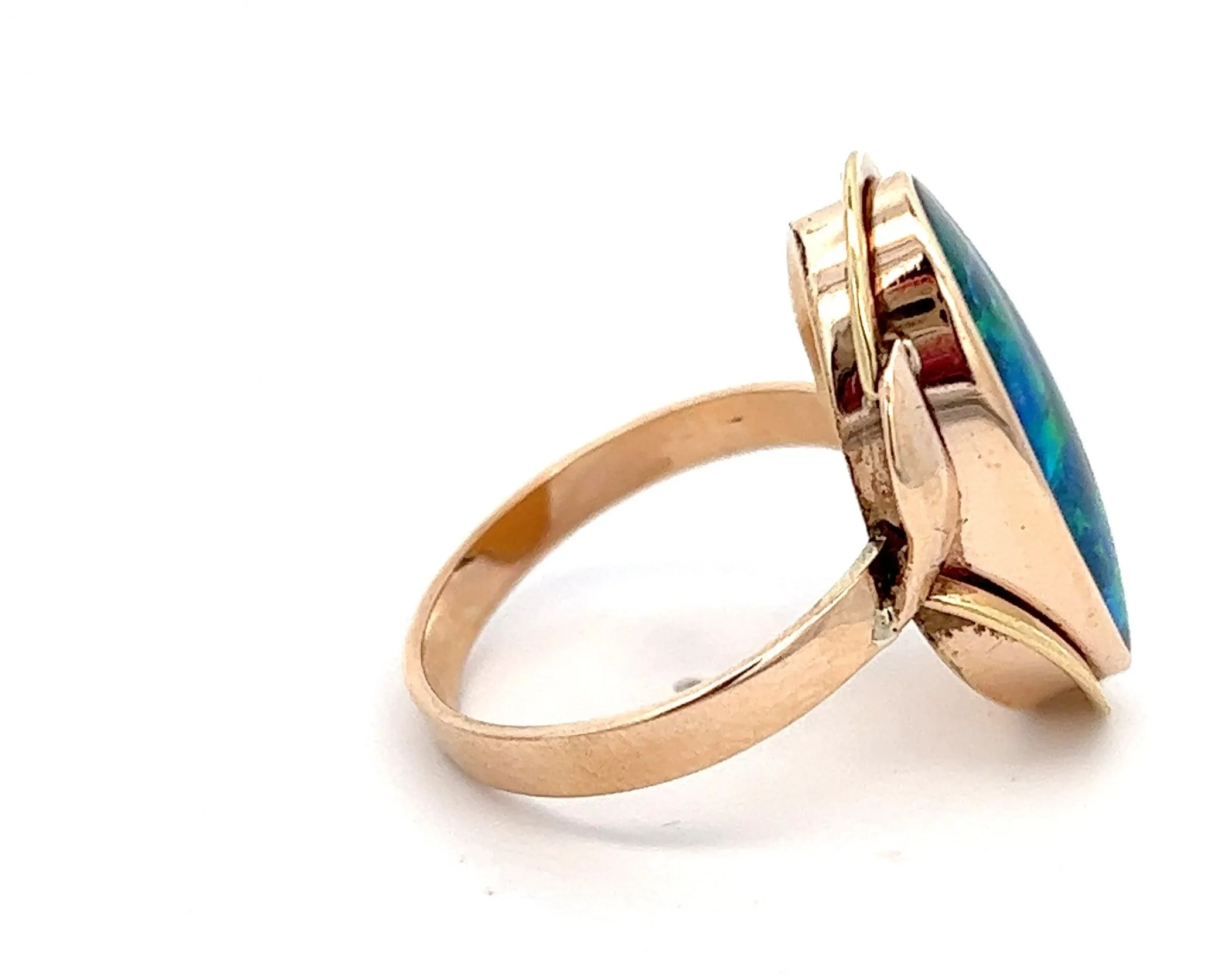 Opal Triplet Yellow Gold Cocktail Ring