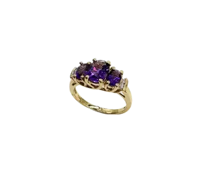 Oval Amethyst 3-Stone Ring