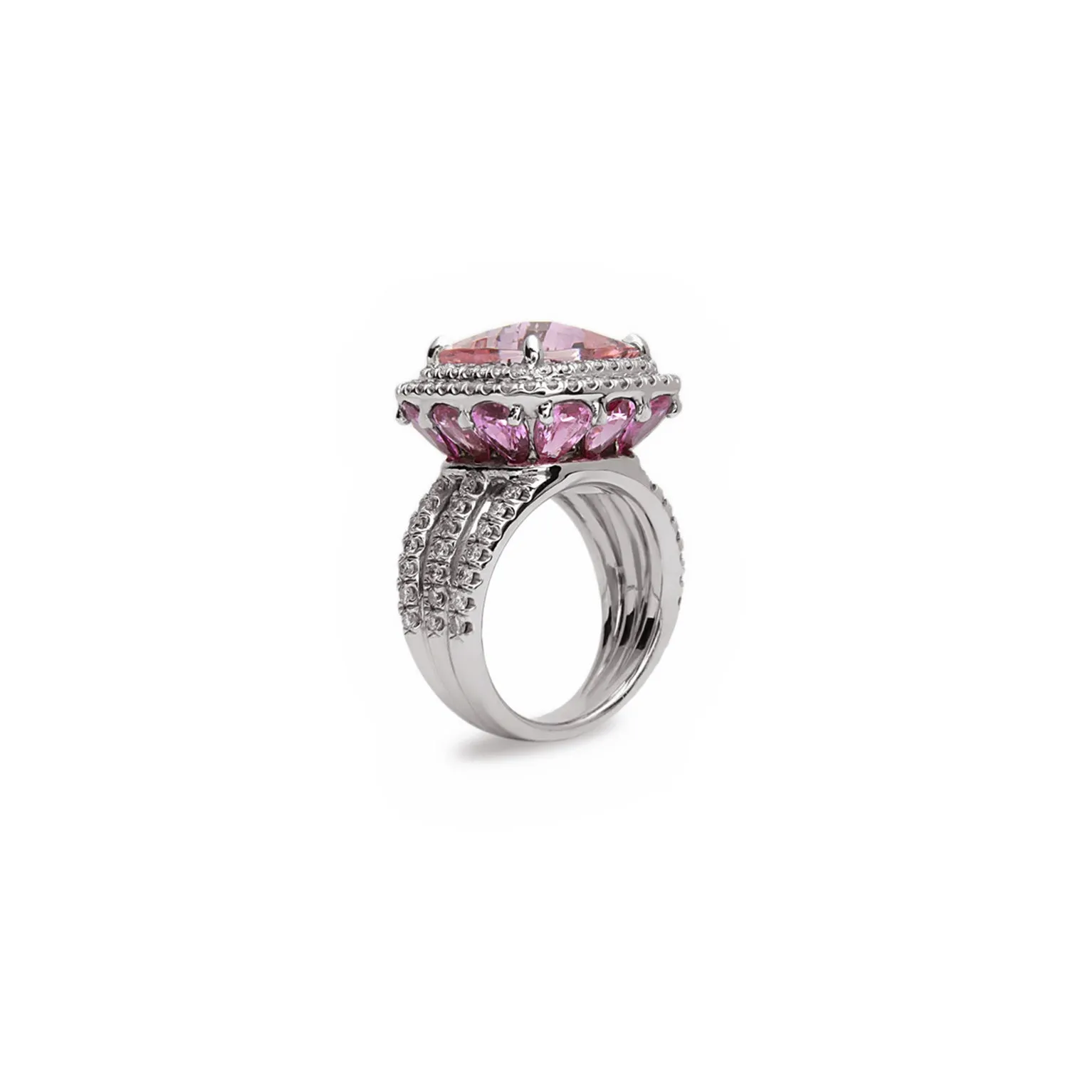 Pastel Diamond Split-Band Cushion Ring