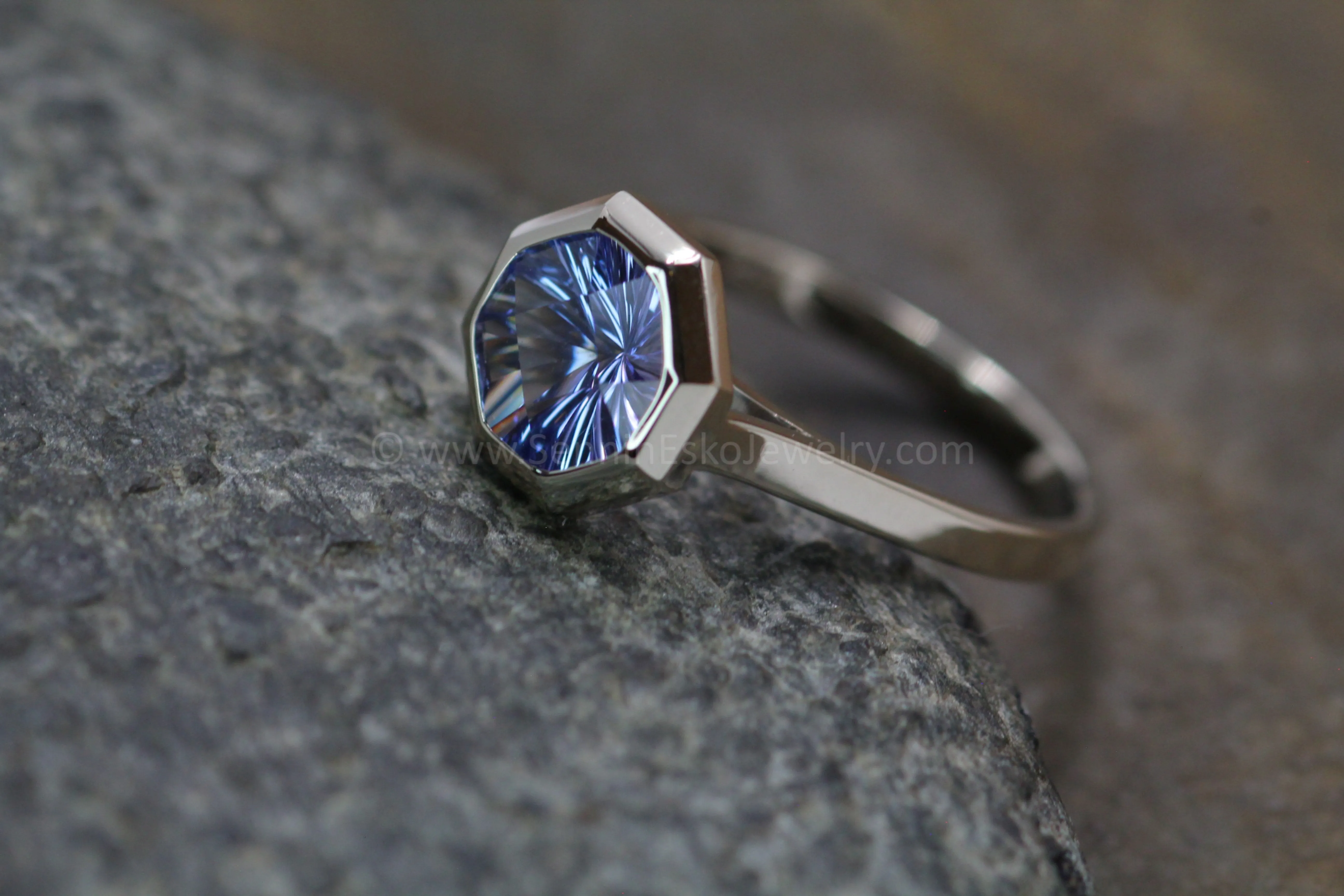 Peekaboo Medium/Lightweight Ring Setting - Depicted with an Octagonal Fantasy Cut Tanzanite (Setting Only, Center Stone Sold Separately)