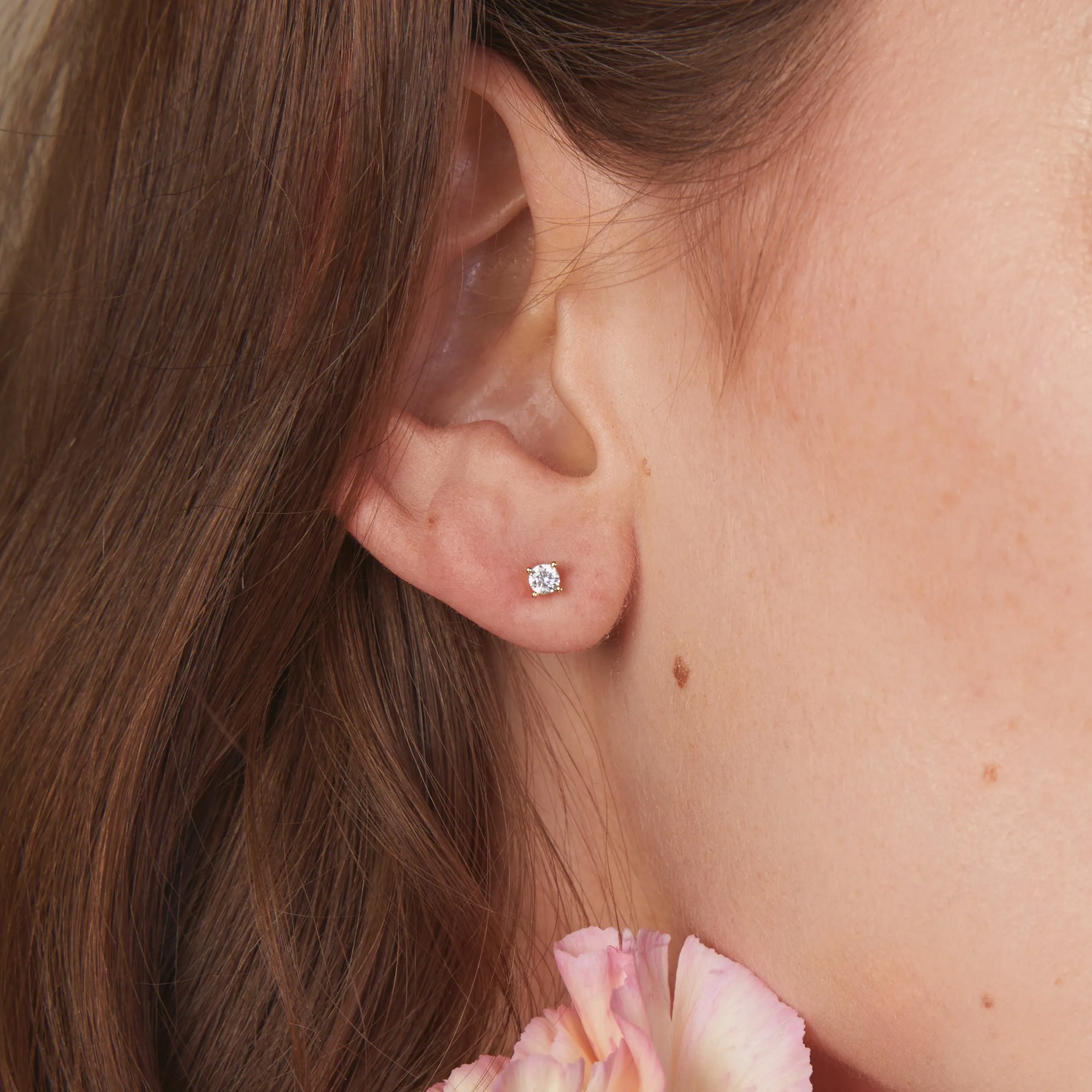 PETITE CZ STUDS 3MM GOLD