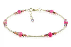 Pink Jade Gemstone Beaded Anklet