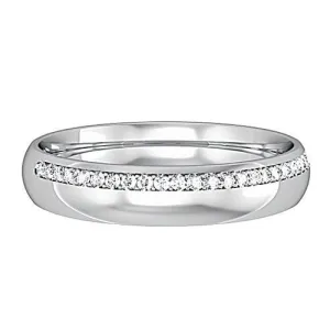 PLATINUM 4mm Diamond Wedding Ring Court Shape Women's Micro Claw Classic Style 0.10ct ALL Sizes