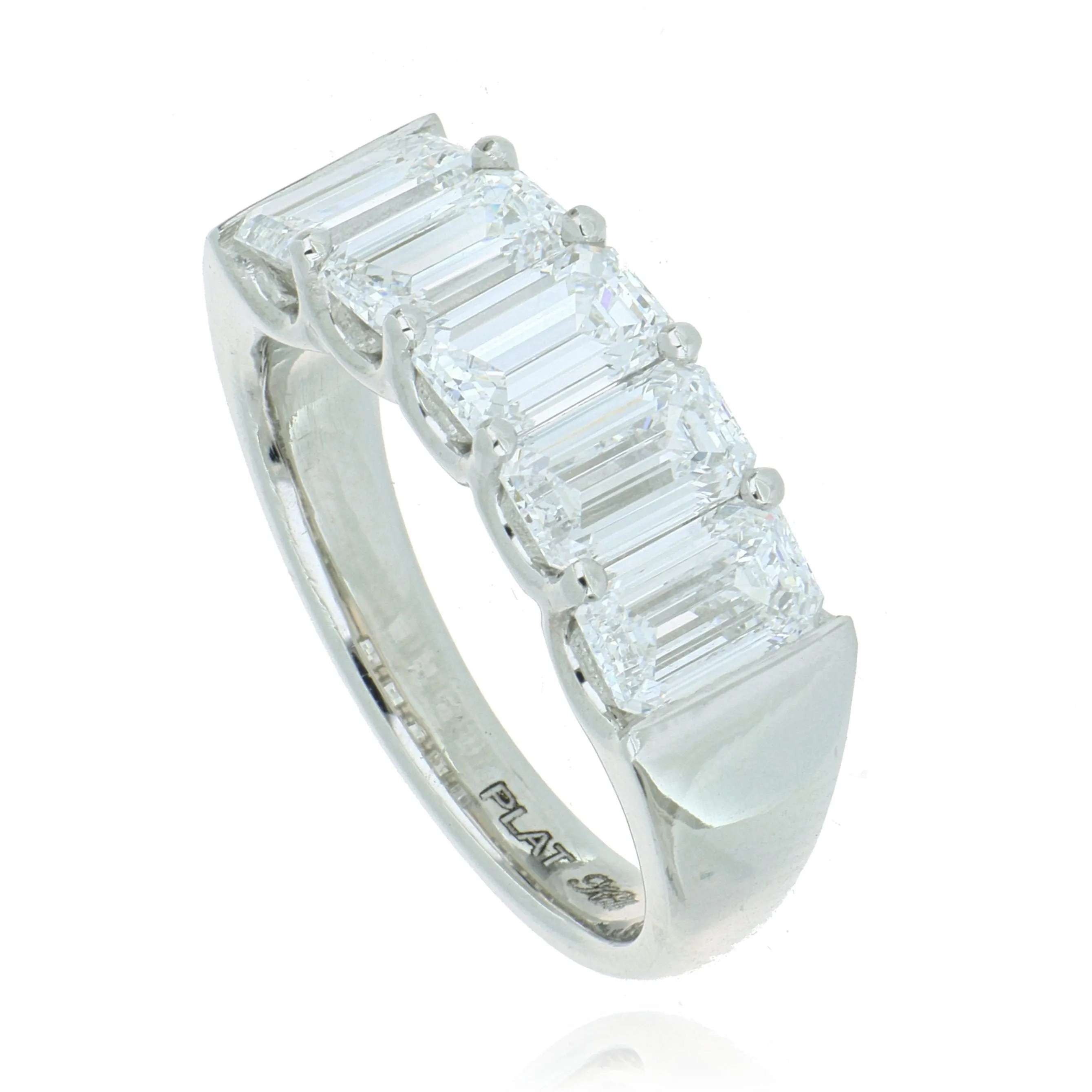 Platinum Emerald Cut Diamond Anniversary Ring