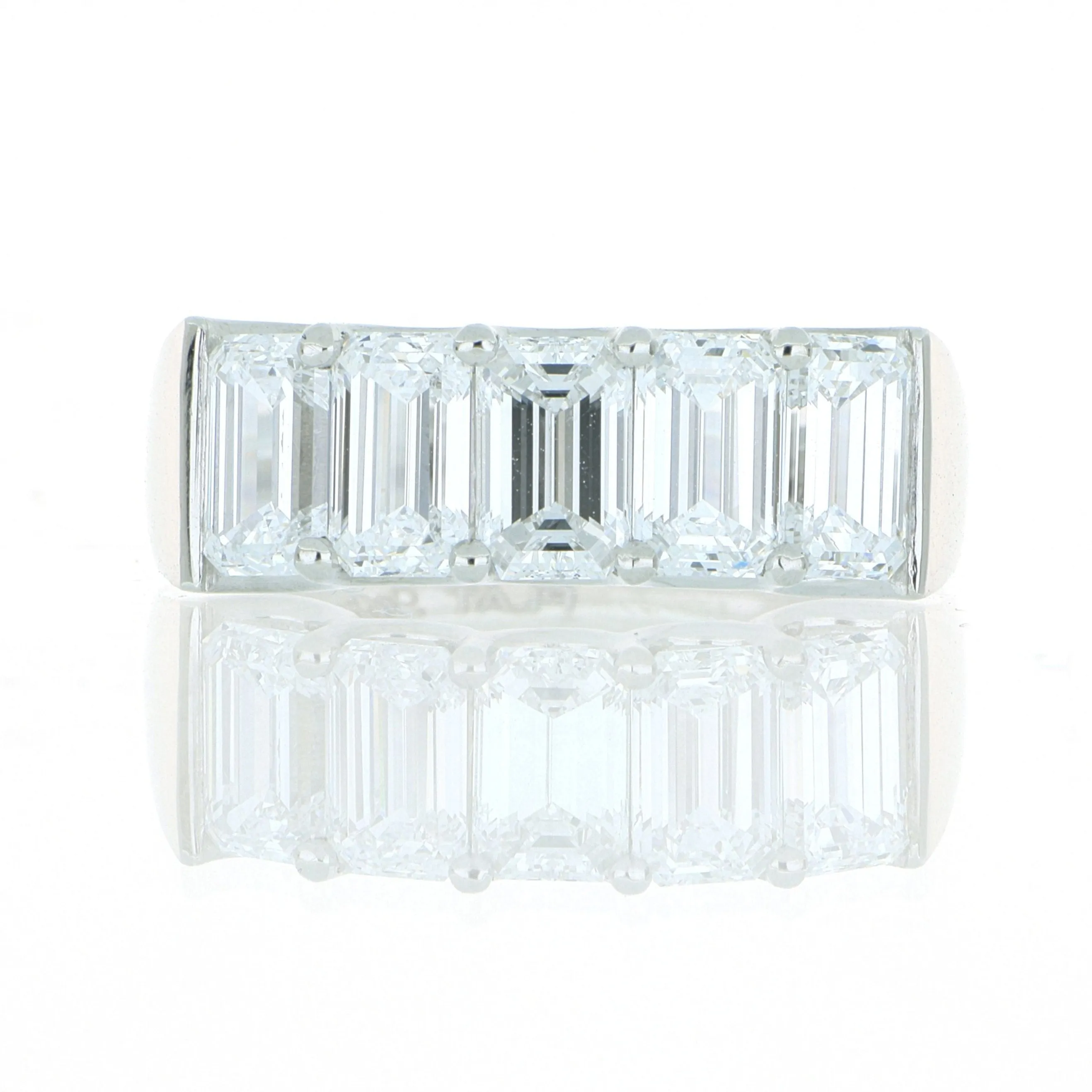 Platinum Emerald Cut Diamond Anniversary Ring