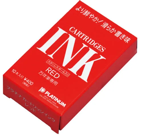 Platinum Red Fountain Pen Ink Cartridges