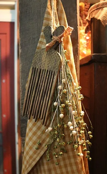 Primitive Flax Comb Homespun Towel Gathering Unique