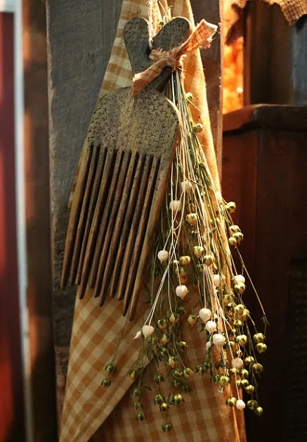 Primitive Flax Comb Homespun Towel Gathering Unique