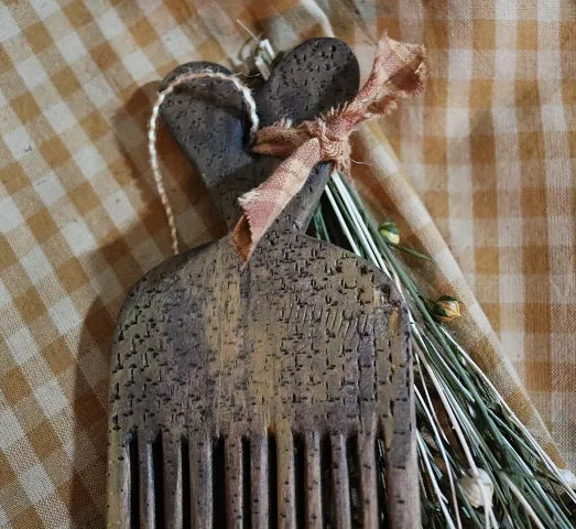 Primitive Flax Comb Homespun Towel Gathering Unique