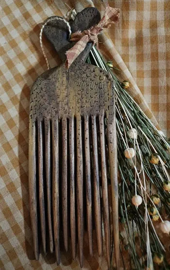 Primitive Flax Comb Homespun Towel Gathering Unique