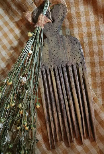 Primitive Flax Comb Homespun Towel Gathering Unique