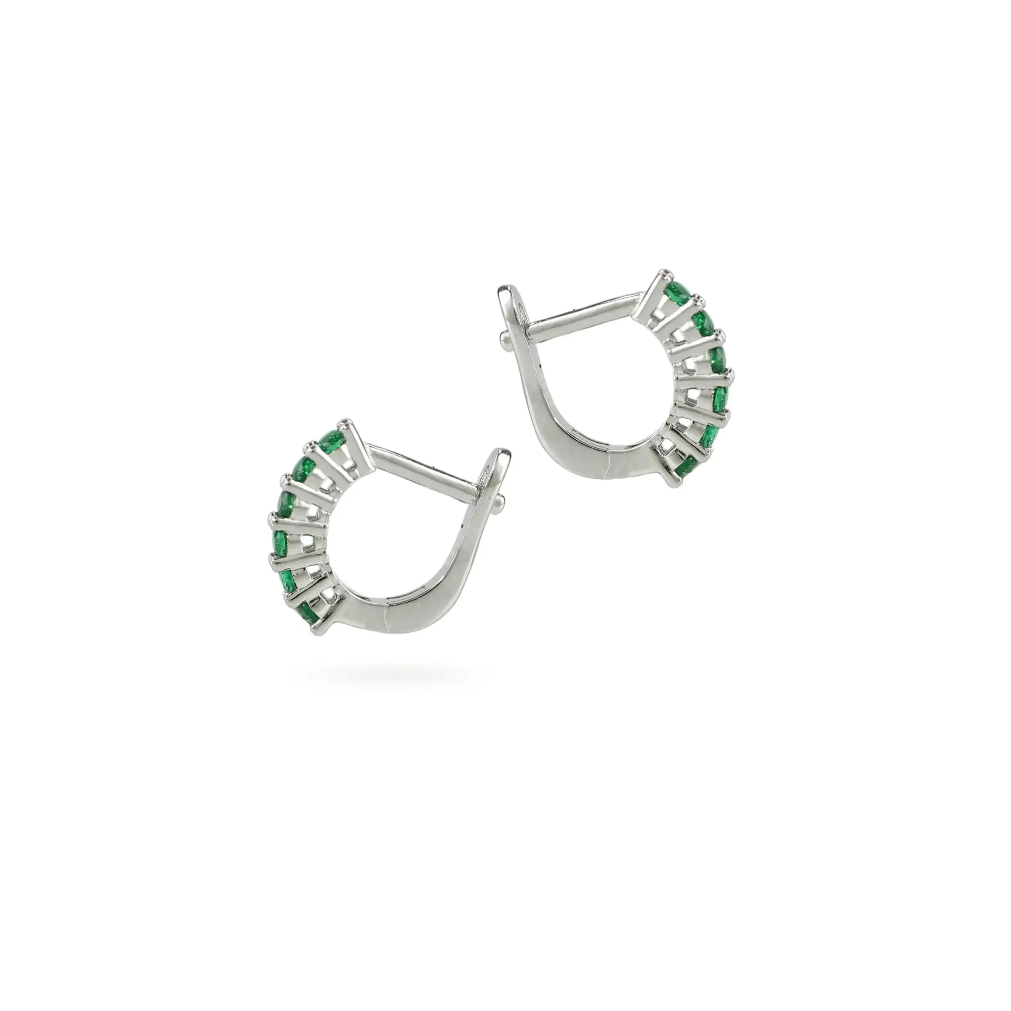 PRONG EMERALD HOOPS