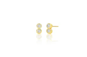 Rachel Reid Diamond Bezel Duo Stud Earrings