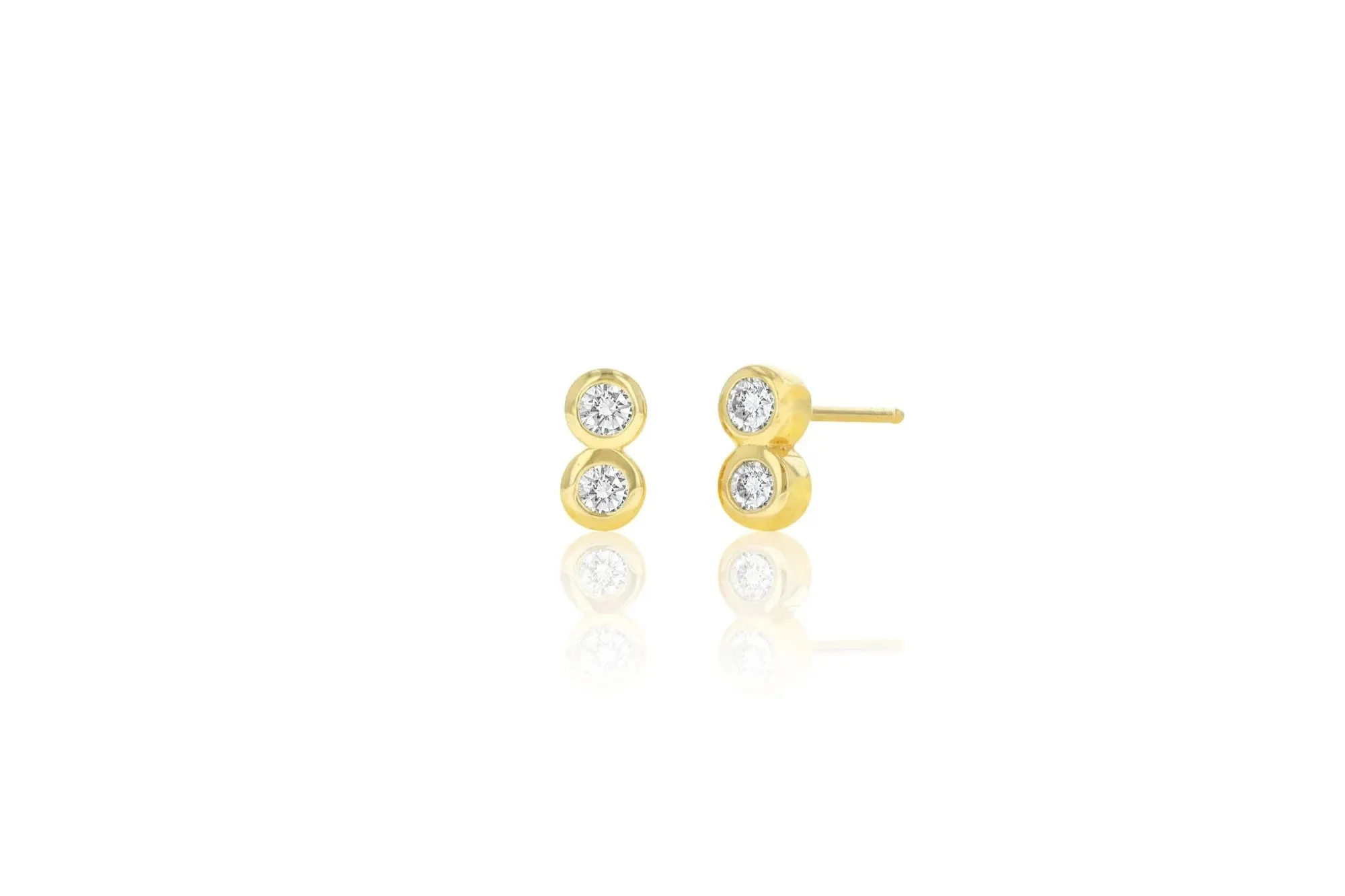 Rachel Reid Diamond Bezel Duo Stud Earrings