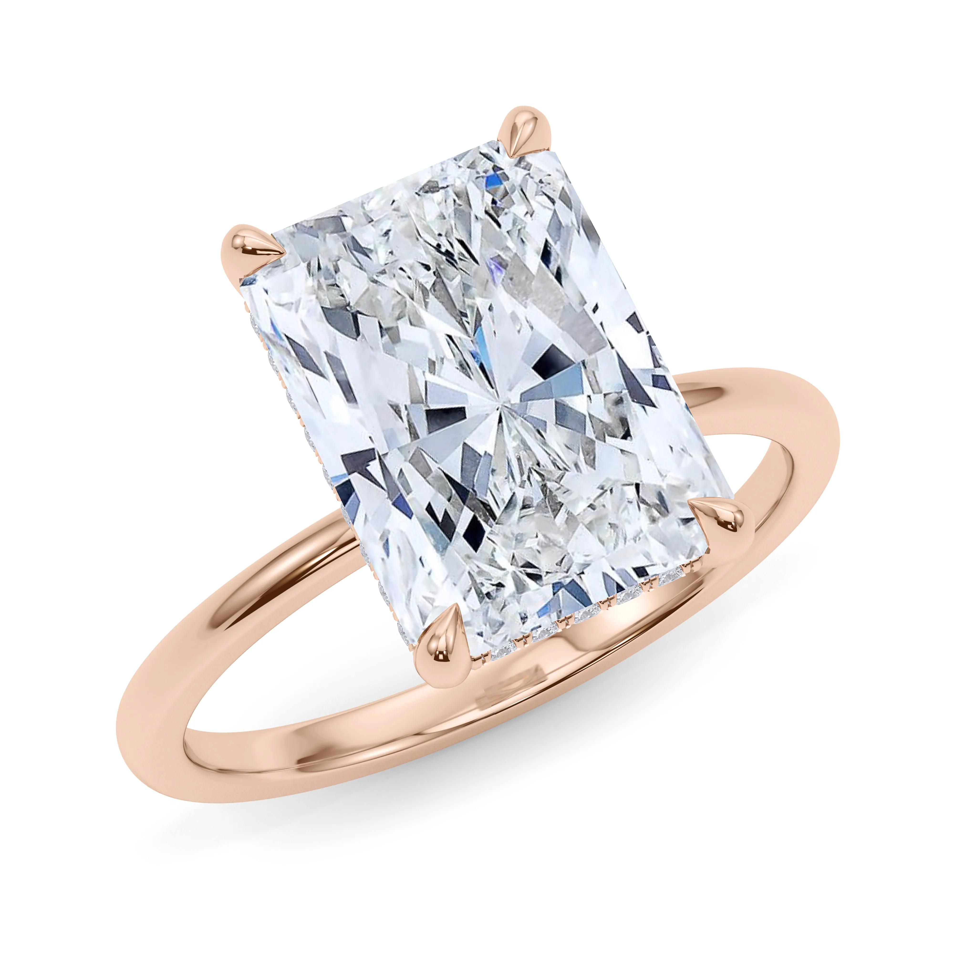 Radiant Cut Hidden Halo Diamond Ring