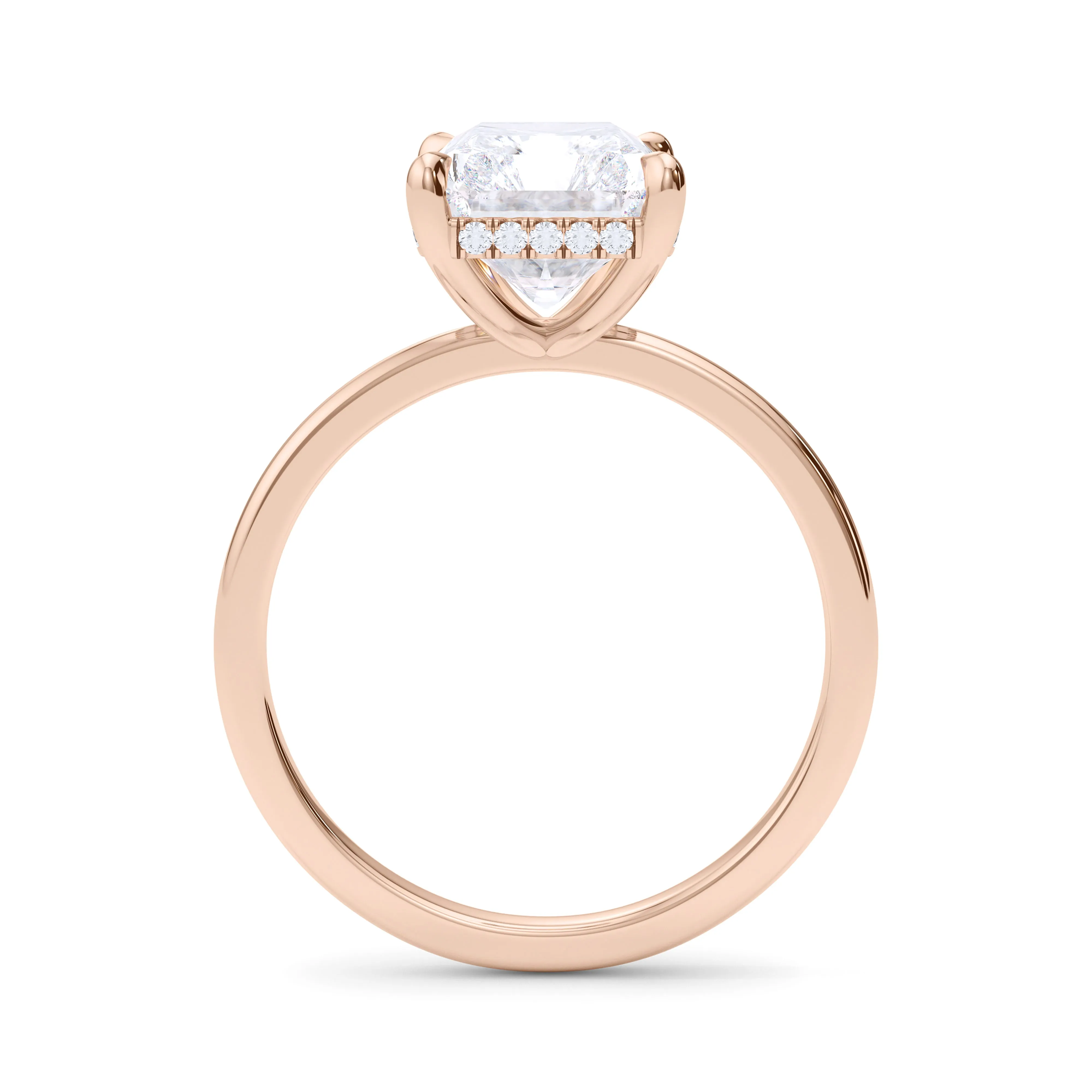 Radiant Cut Hidden Halo Diamond Ring