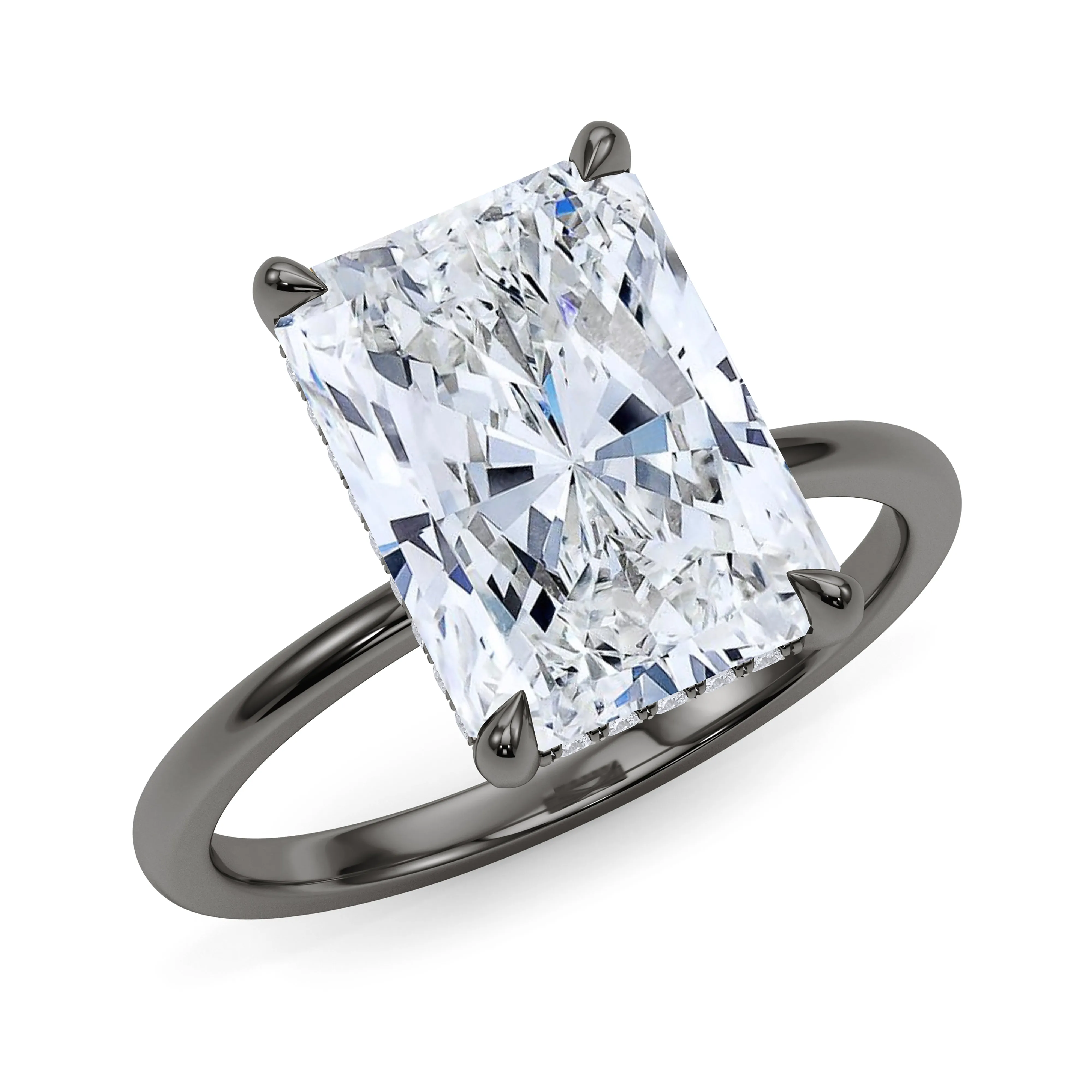 Radiant Cut Hidden Halo Diamond Ring