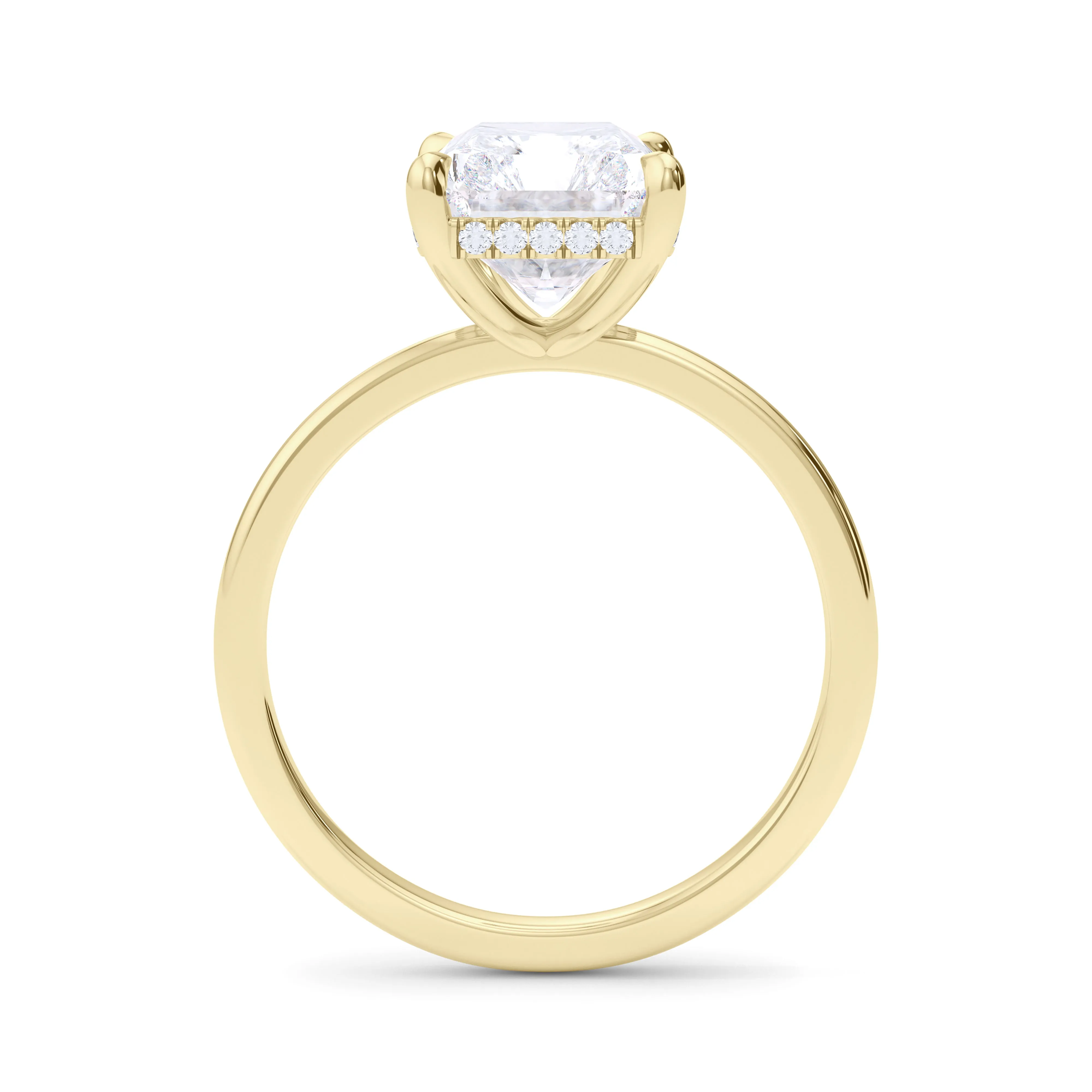 Radiant Cut Hidden Halo Diamond Ring