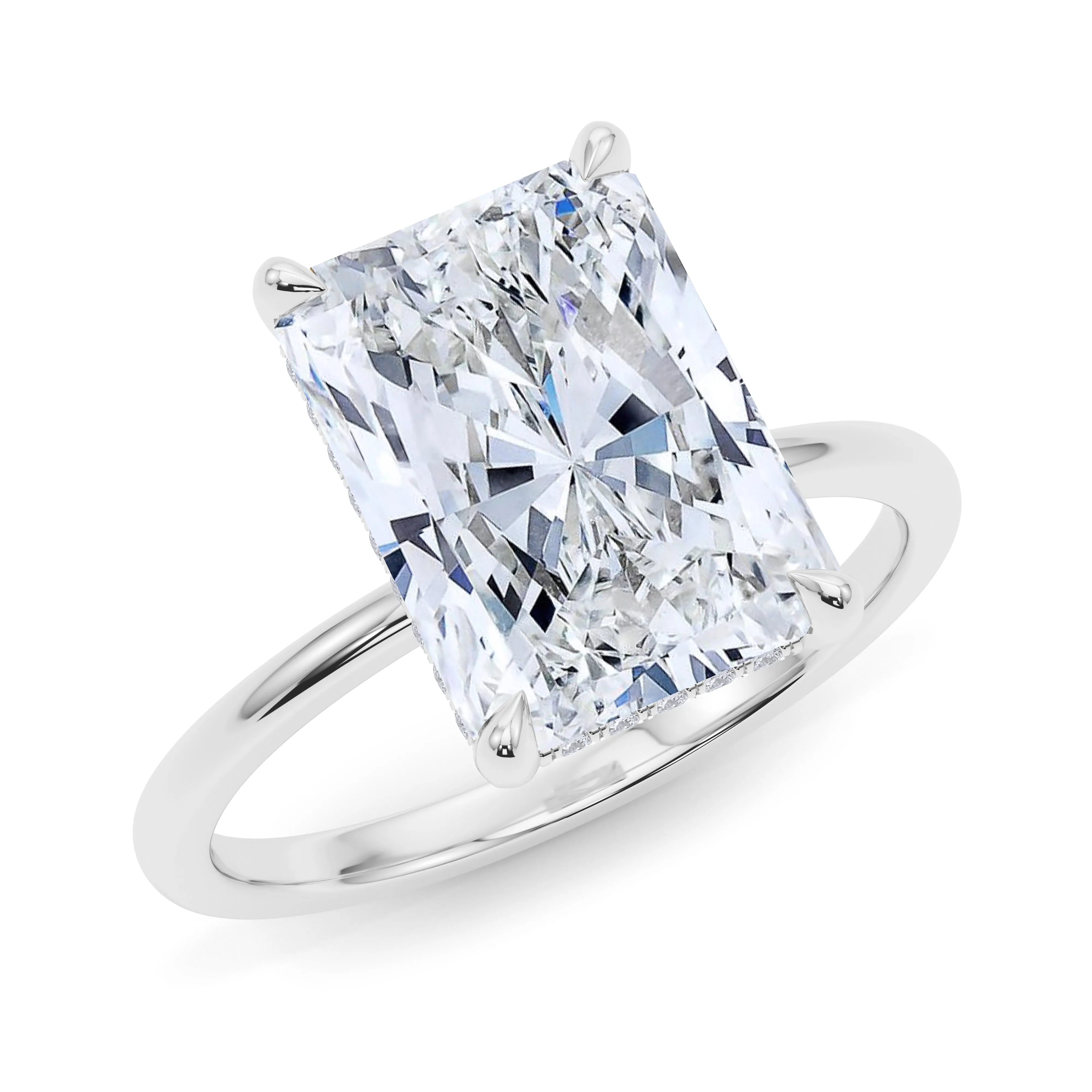 Radiant Cut Hidden Halo Diamond Ring