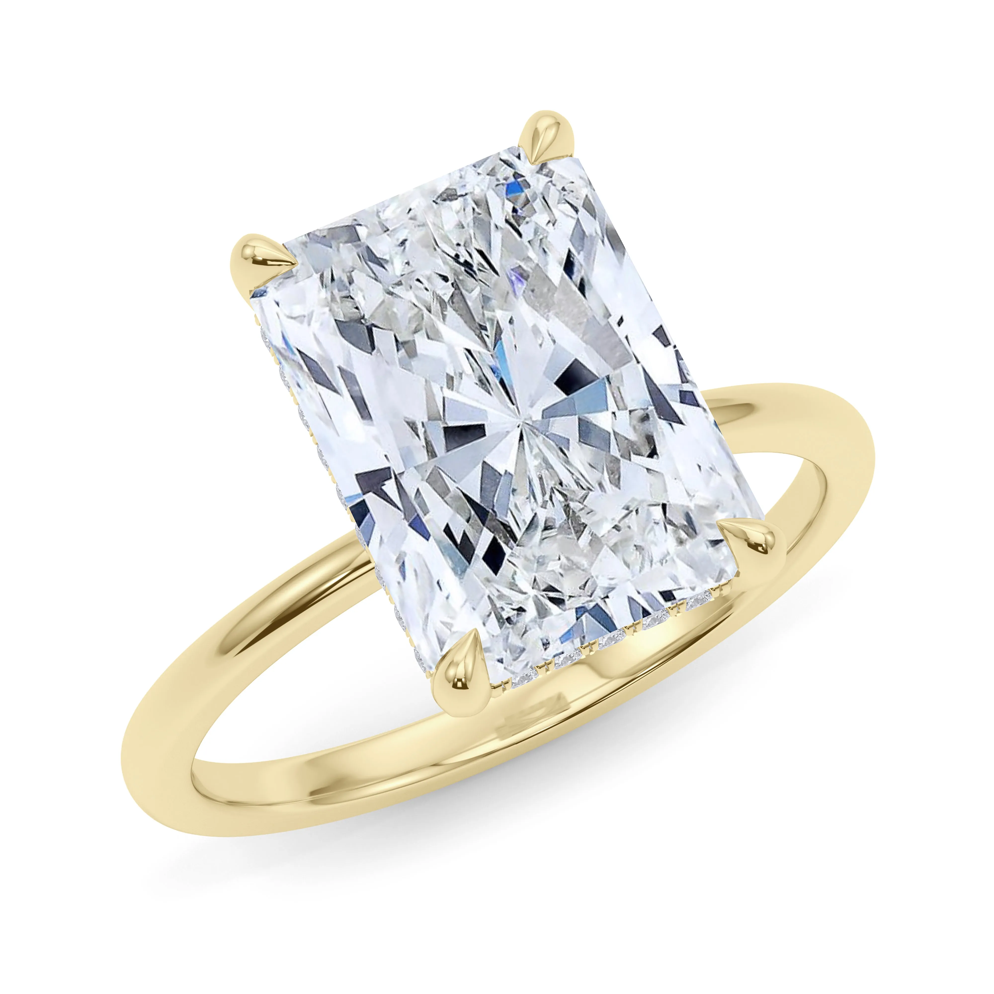 Radiant Cut Hidden Halo Diamond Ring