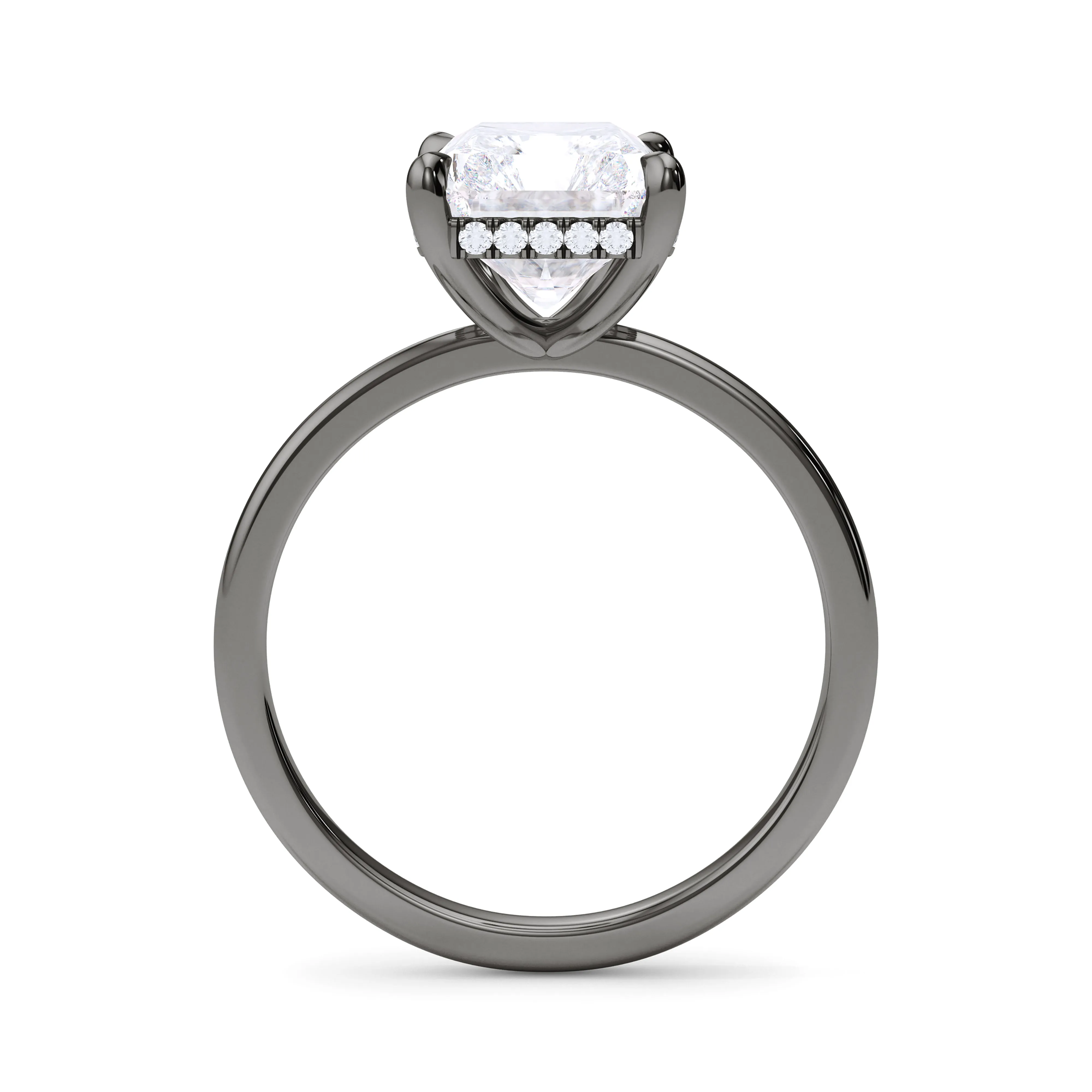 Radiant Cut Hidden Halo Diamond Ring