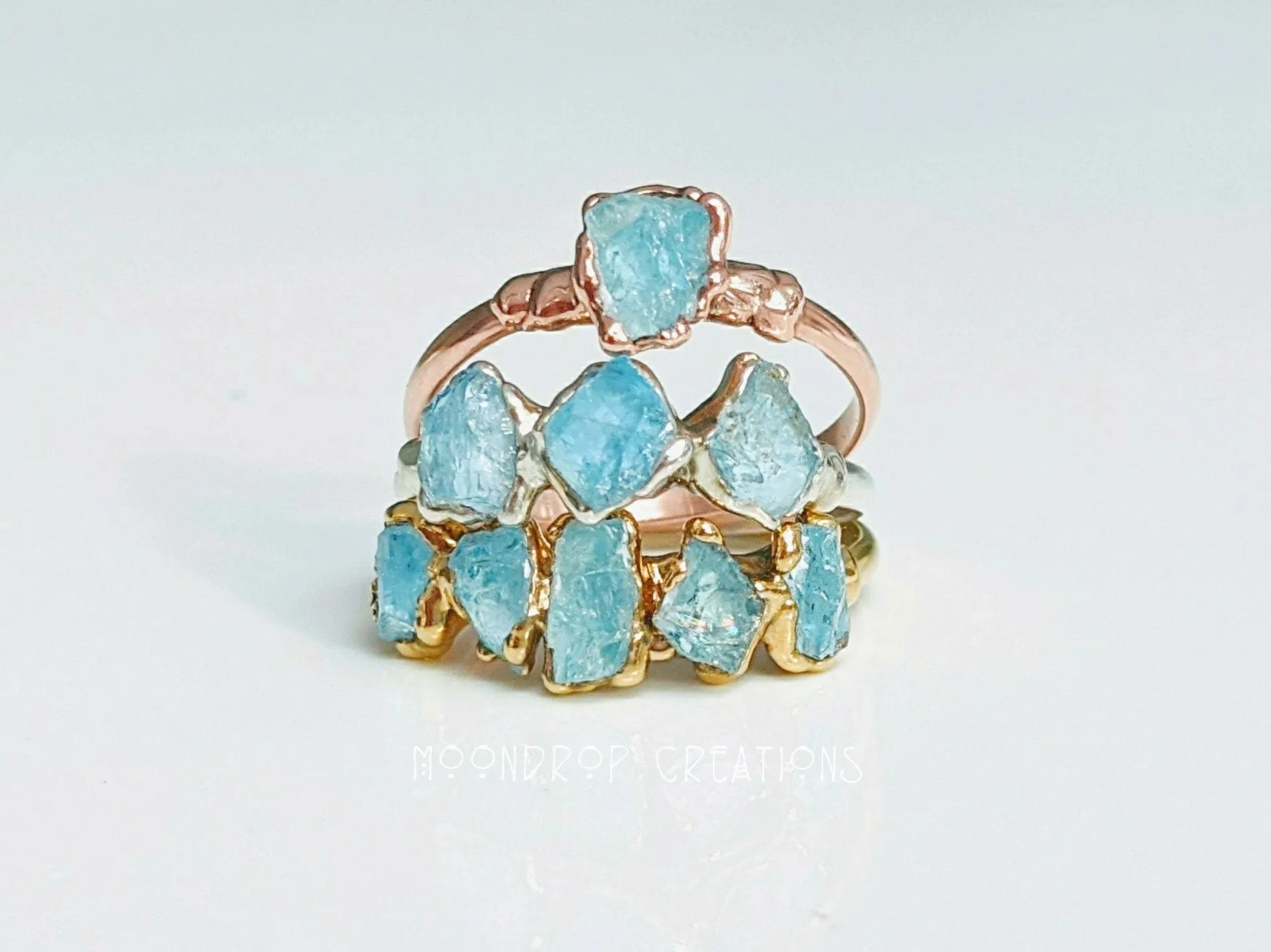 Raw Aquamarine Ring ~ March Birthstone Ring