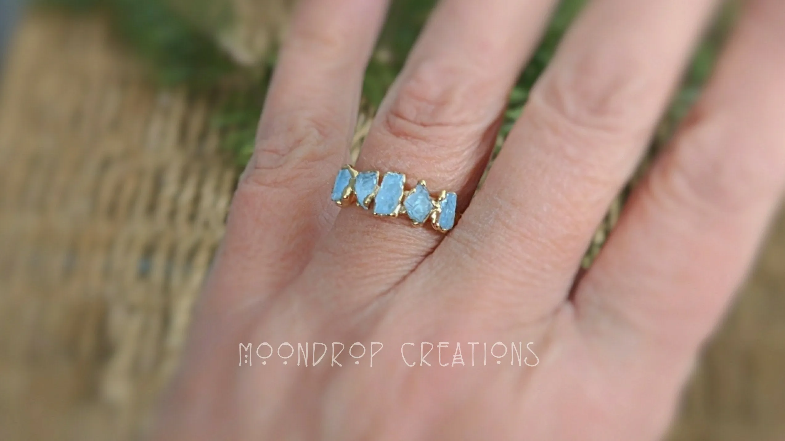 Raw Aquamarine Ring ~ March Birthstone Ring