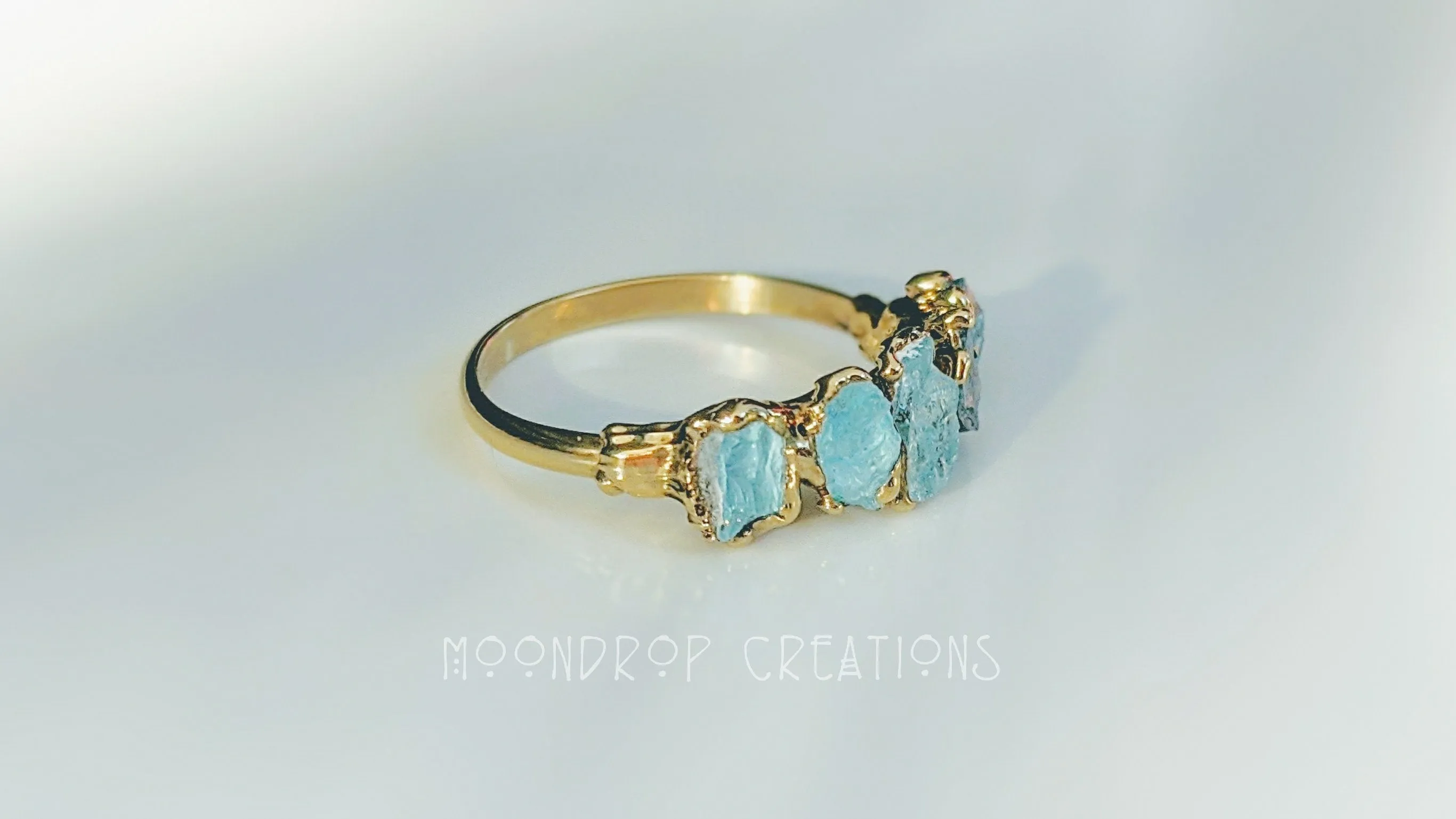 Raw Aquamarine Ring ~ March Birthstone Ring