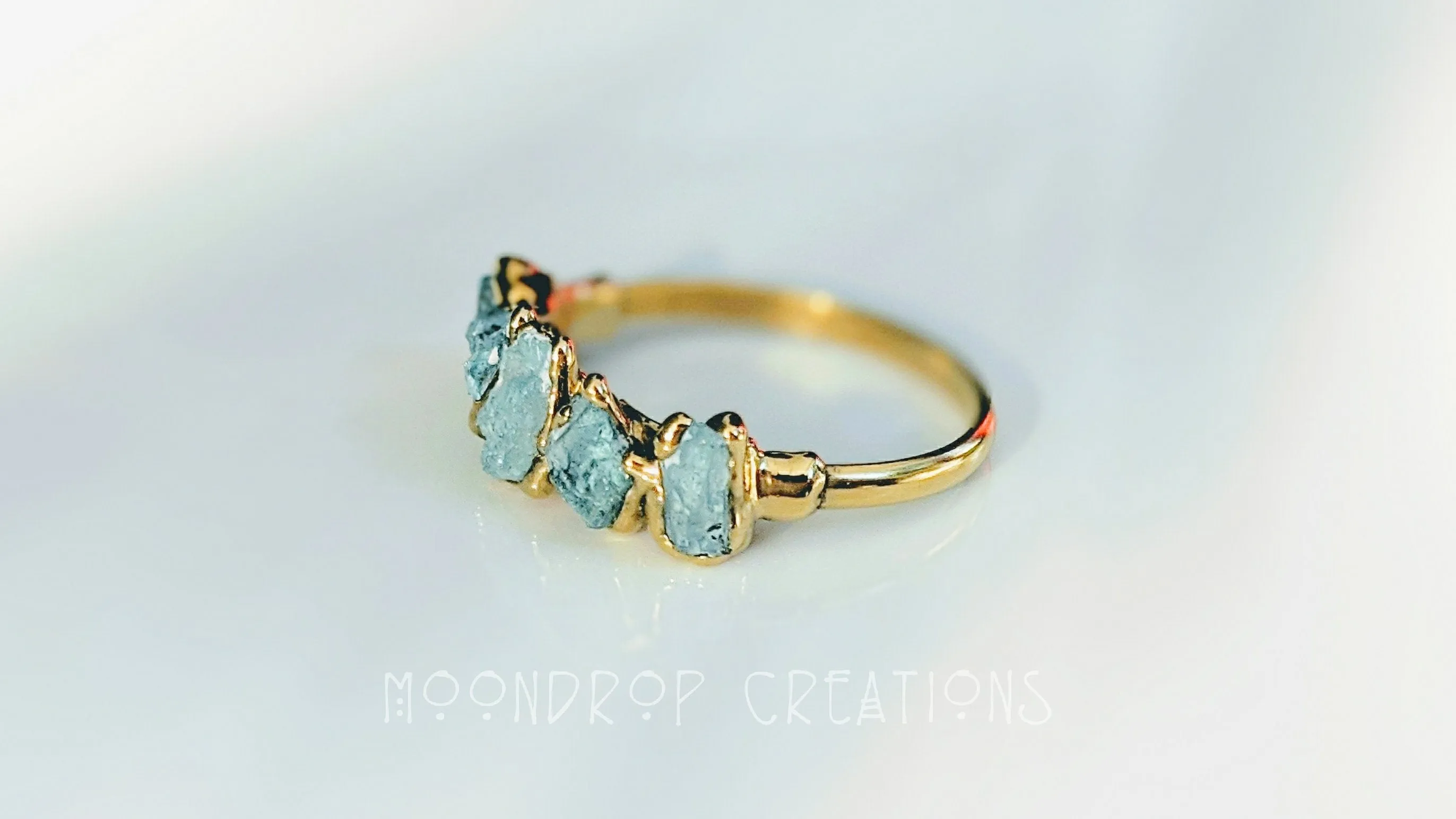 Raw Aquamarine Ring ~ March Birthstone Ring