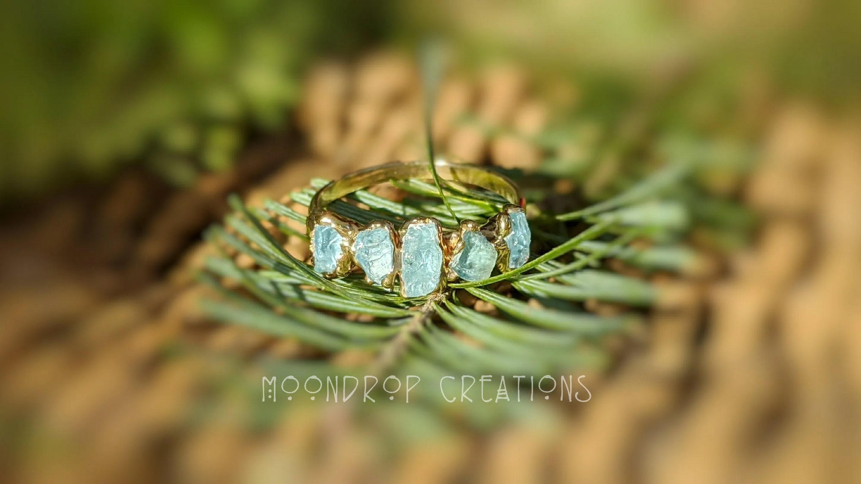 Raw Aquamarine Ring ~ March Birthstone Ring