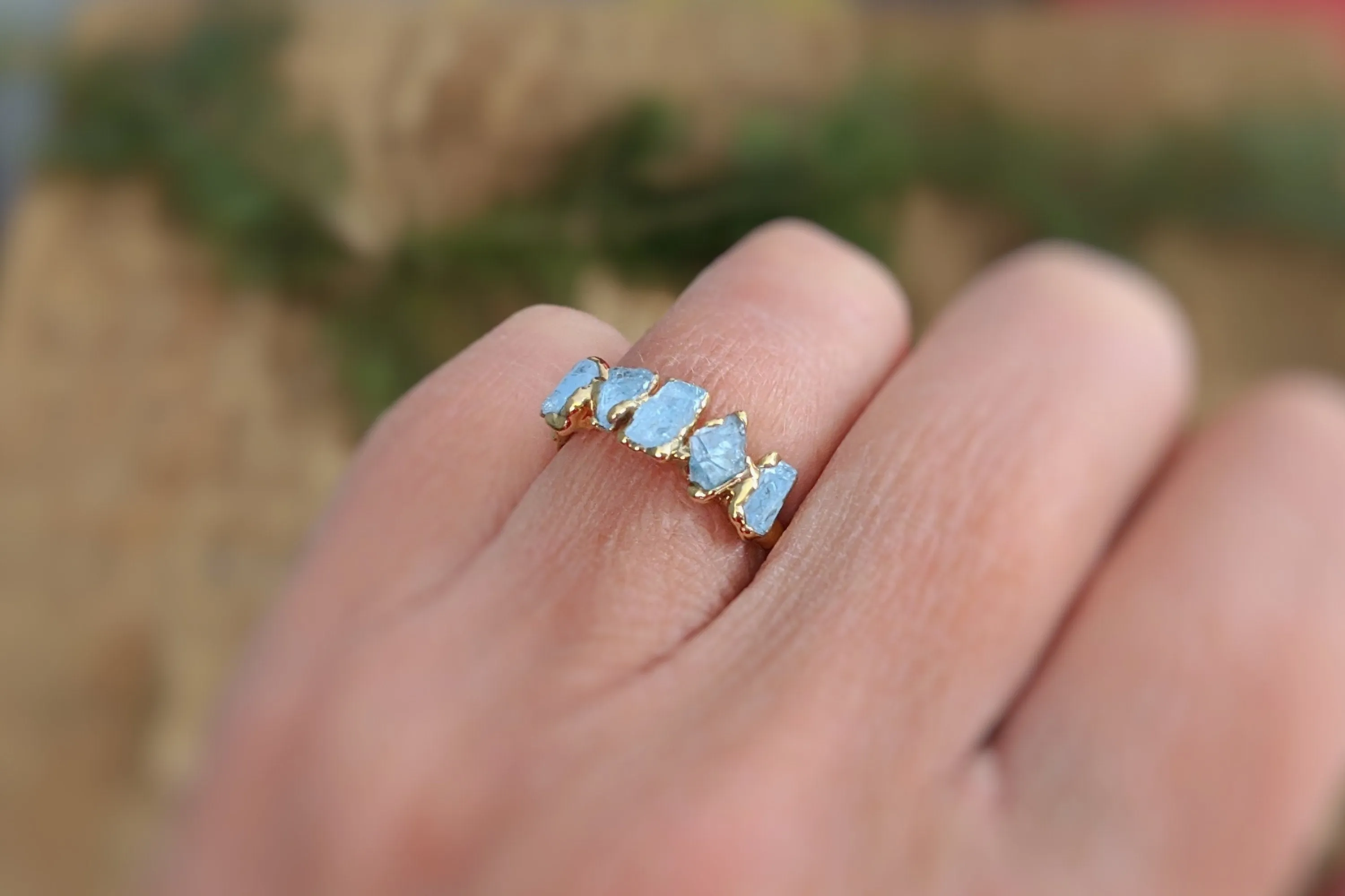 Raw Aquamarine Ring ~ March Birthstone Ring