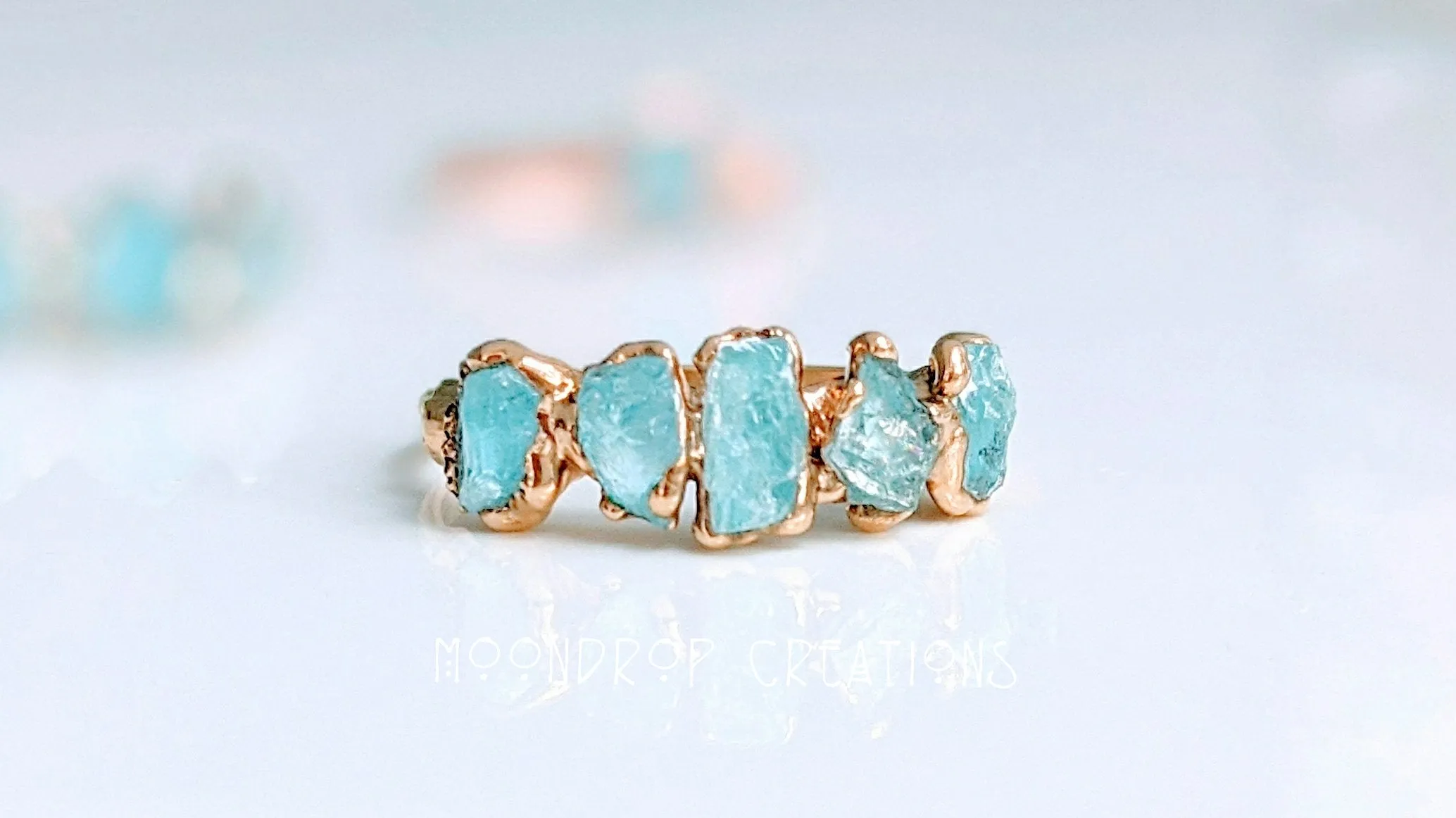 Raw Aquamarine Ring ~ March Birthstone Ring