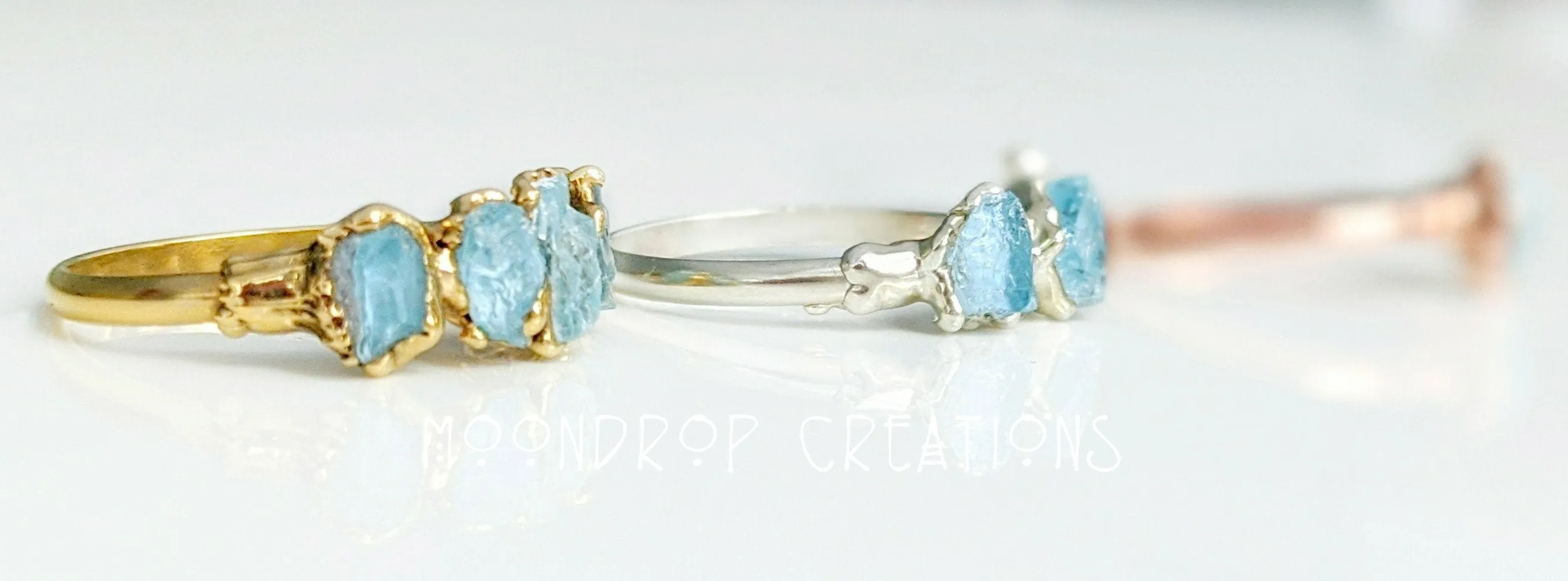 Raw Aquamarine Ring ~ March Birthstone Ring