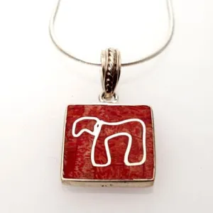 Red Coral and Sterling Silver Chai