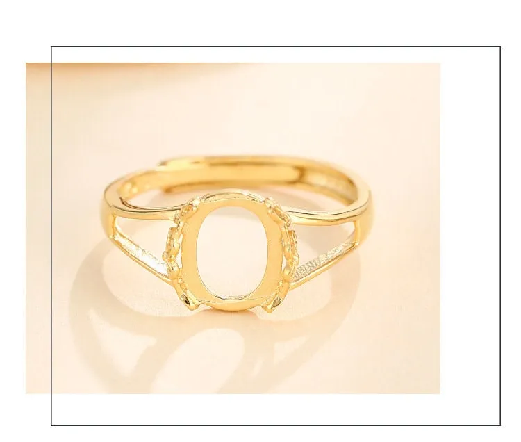 Ring Blank Setting 1pc Sterling Silver 925 18k Gold Vermeil Adjustable Oval Bezel Base 6-18mm Wholesale