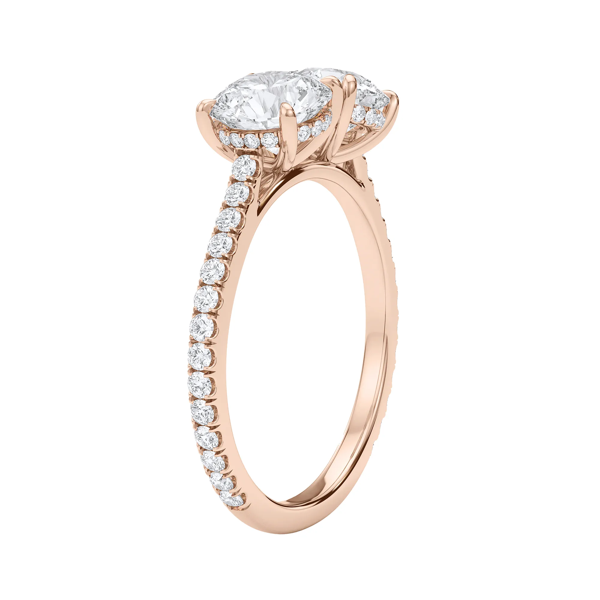 Round Pave Twin Diamond Ring