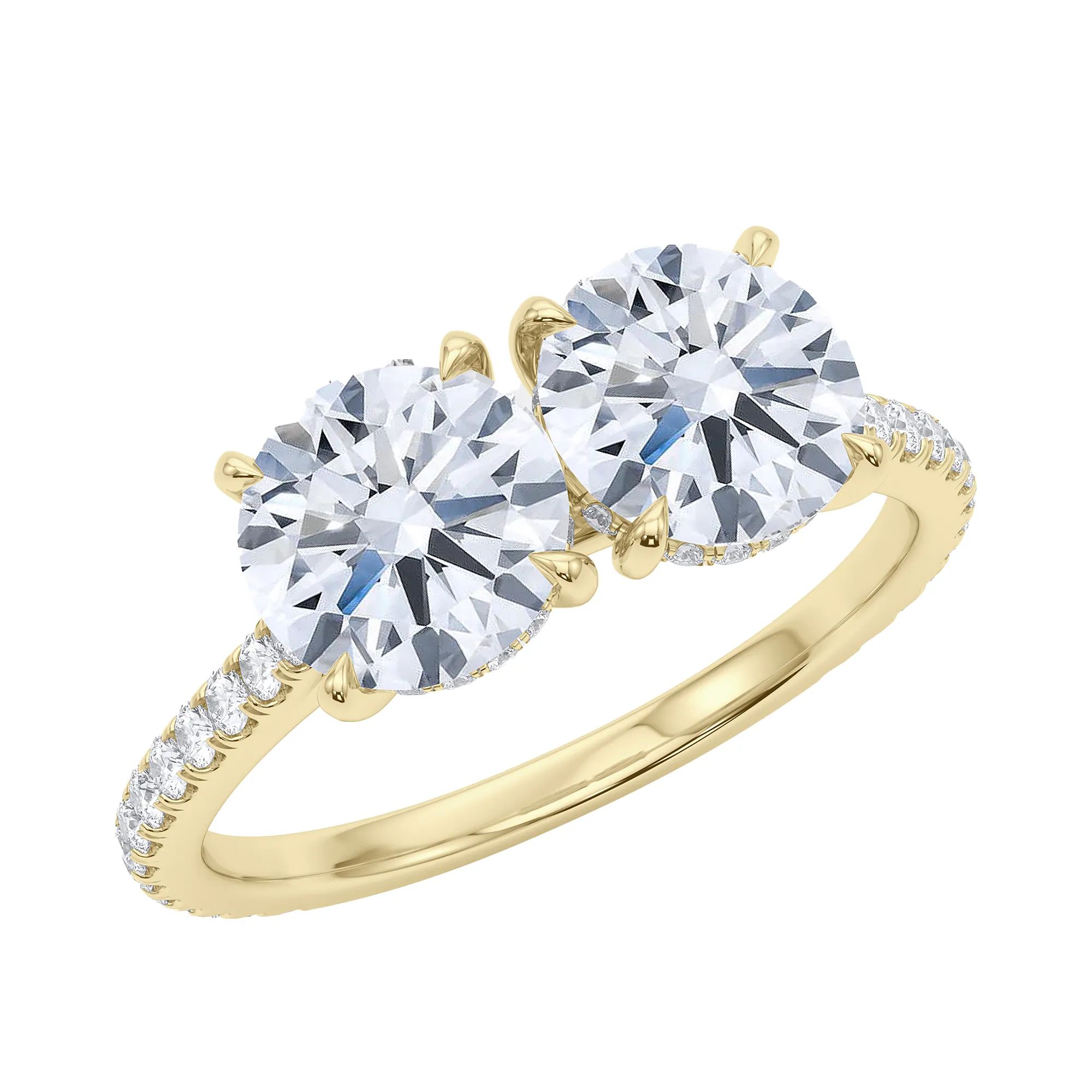 Round Pave Twin Diamond Ring