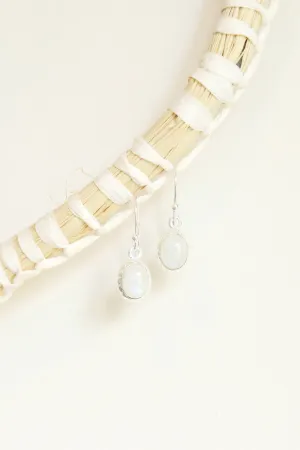 Round Rainbow Moonstone Earrings