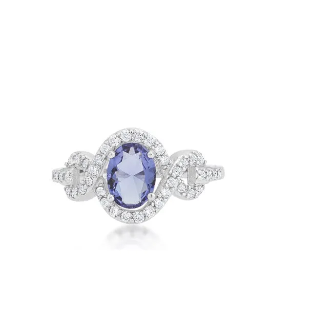 Savina Oval Tanzanite Halo Pave Cocktail Ring  | 3ct