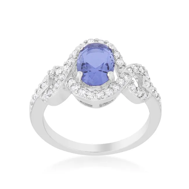 Savina Oval Tanzanite Halo Pave Cocktail Ring  | 3ct