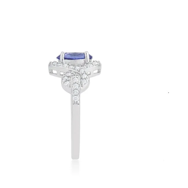 Savina Oval Tanzanite Halo Pave Cocktail Ring  | 3ct