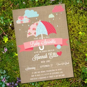 Shabby Chic Sprinkle Baby Shower Invitation For A Girl | Umbrella Sprinkle